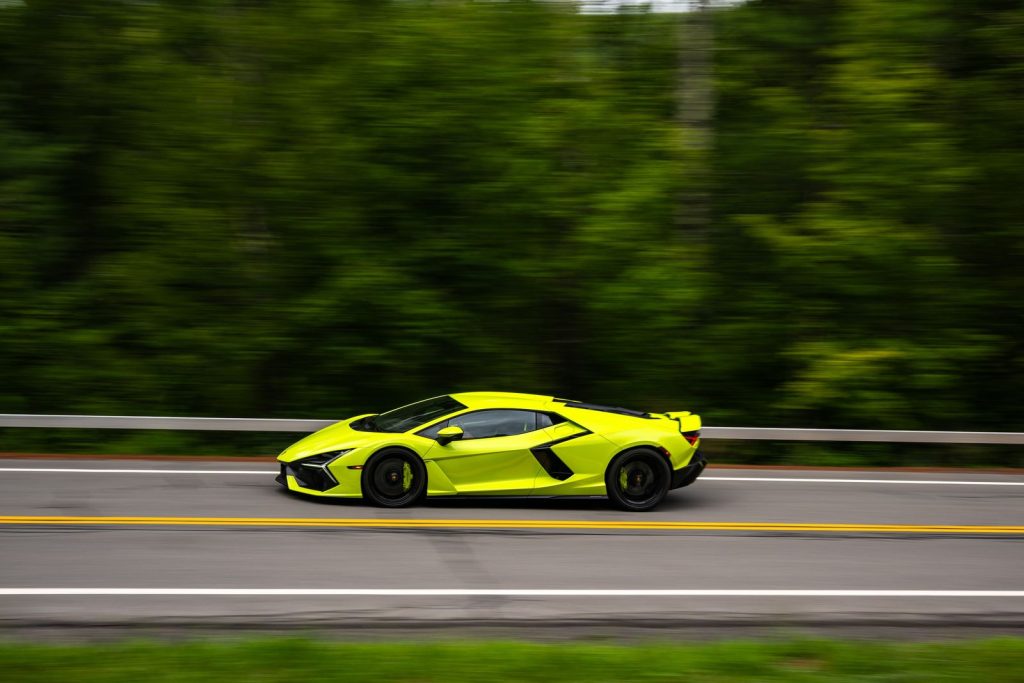 The sleek, all-new Lamborghini Revuelto features a 6.5-liter V-12 engine 
