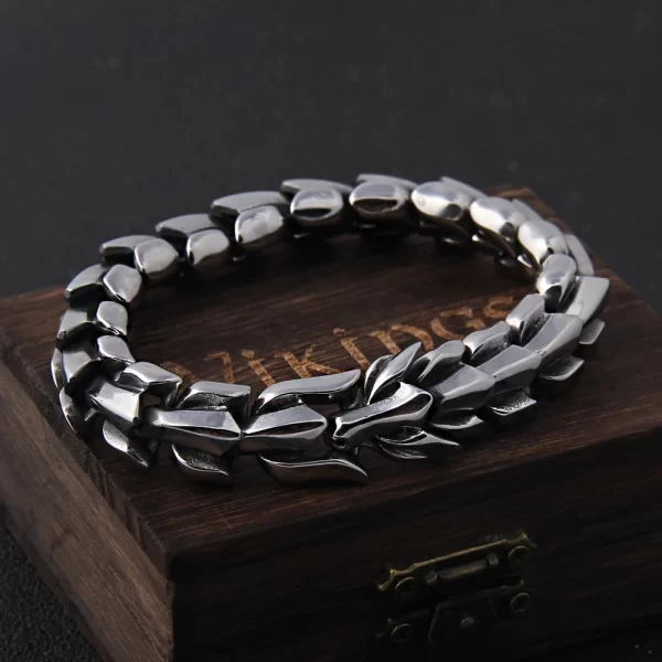 Viking Ouroboros vintage punk bracelet for men stainless steel fashion Jewelry hippop street culture - Image 2