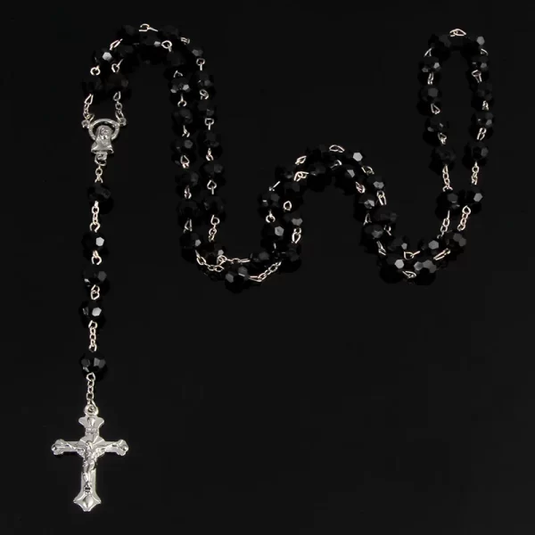 8mm fashion rosary ladies necklace high quality diy Jesus Christian cross necklace and pendant long chain jewelry jewelry - Image 3