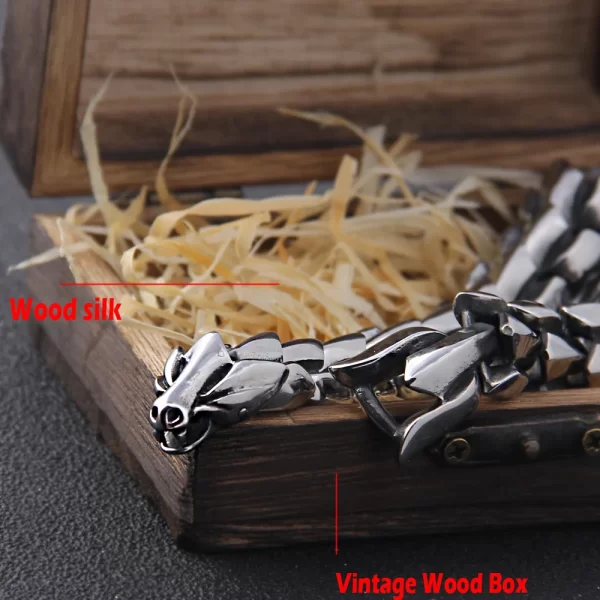Viking Ouroboros vintage punk bracelet for men stainless steel fashion Jewelry hippop street culture - Image 5