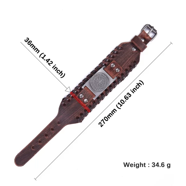 Charm Wide Leather Bracelet Men Punk Braided Rope Alloy Cuff Bangle Male Wristband Viking Bracelet Mens Jewelry with wood box - Image 6