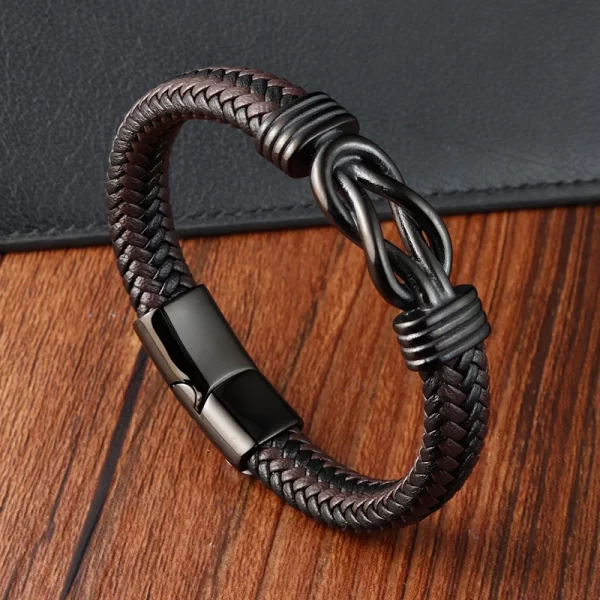 Stainless Steel Genuine Leather Men Bracelet Black/Brown Color Multi-Layers Accessories Jewelry For Male Female Couple Gift - Image 3