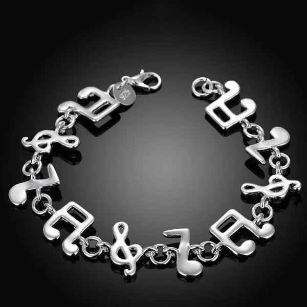 Hot fine musical note chain 925 Sterling Silver Bracelets for women Wedding party girl student Christmas Gifts fashion Jewelry - Image 4