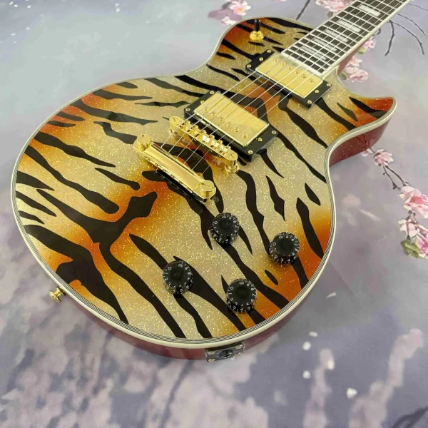Tiger pattern custom electric guitar HH pickup, gold hardware, rosewood fingerboard, mahogany neck, FSAT DELIVERY - Image 3