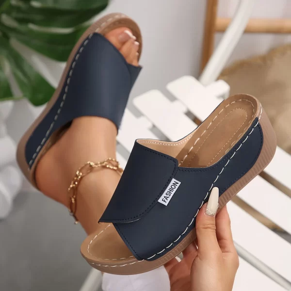 Women Wedge Slippers Summer 2025 New Fashion Slippers Open Toe Breathable Sandals Comfortable Buckle Woman Shoes Slides Women - Image 5