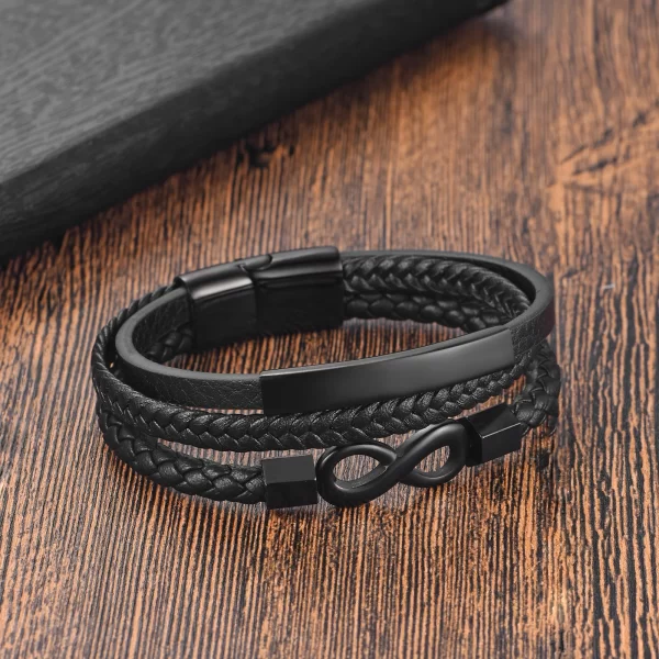 Stainless Steel Genuine Leather Men Bracelet Black/Brown Color Multi-Layers Accessories Jewelry For Male Female Couple Gift - Image 5