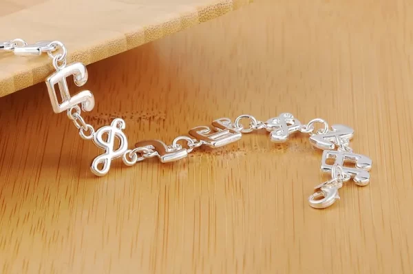 Hot fine musical note chain 925 Sterling Silver Bracelets for women Wedding party girl student Christmas Gifts fashion Jewelry - Image 6