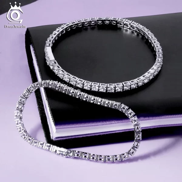 ORSA JEWELS Authentic 925 Sterling Silver Tennis Chain Bracelet Moulding Process Hanmade High-end Hand Chain for Man Woman SB128 - Image 2