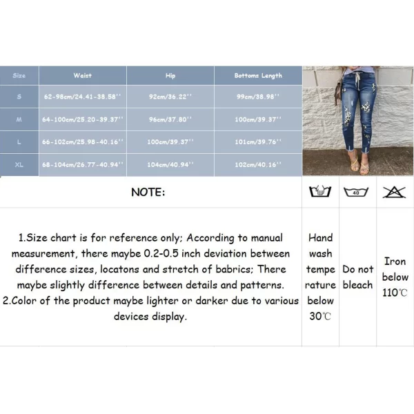 New In Plus Size Jeans For Women Denim Leopard Print Holes In The Elastic Waist Denim Pants Vintage Jeans For Women Teen Girl - Image 6