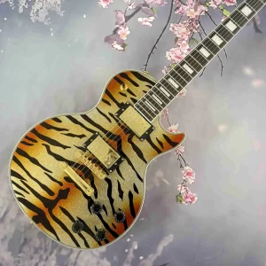 Tiger pattern custom electric guitar HH pickup, gold hardware, rosewood fingerboard, mahogany neck, FSAT DELIVERY