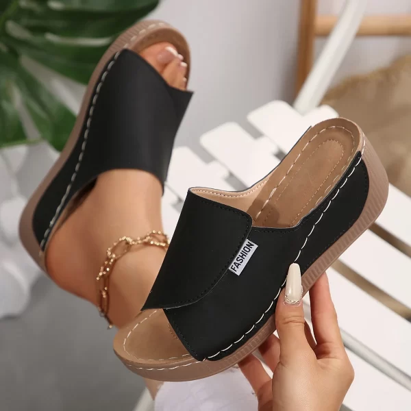 Women Wedge Slippers Summer 2025 New Fashion Slippers Open Toe Breathable Sandals Comfortable Buckle Woman Shoes Slides Women - Image 3
