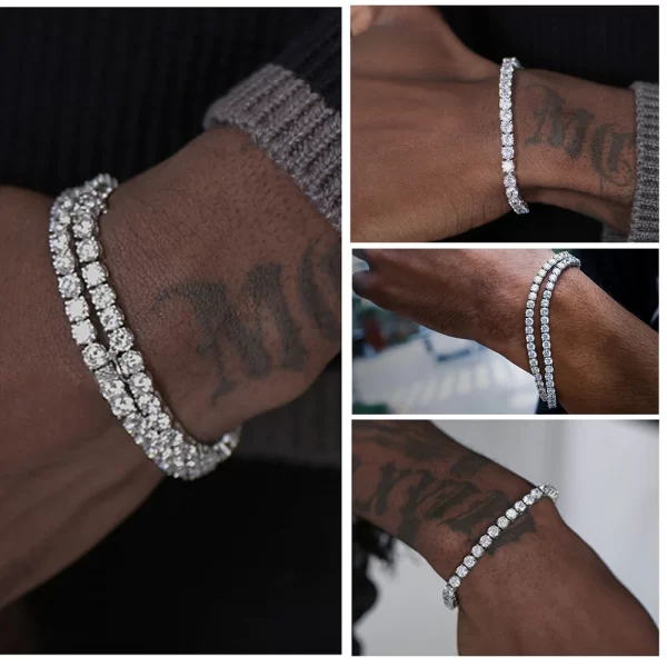 ORSA JEWELS Authentic 925 Sterling Silver Tennis Chain Bracelet Moulding Process Hanmade High-end Hand Chain for Man Woman SB128 - Image 3