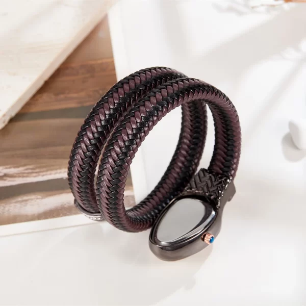 2025 Snake bracelet ladies watch snake zodiac lucky bracelet snake watch fashion personality quartz watch diamond leather strap - Image 5