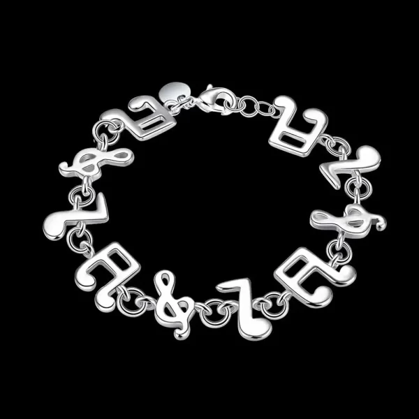 Hot fine musical note chain 925 Sterling Silver Bracelets for women Wedding party girl student Christmas Gifts fashion Jewelry - Image 3