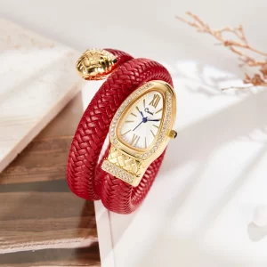 2025 Snake bracelet ladies watch snake zodiac lucky bracelet snake watch fashion personality quartz watch diamond leather strap