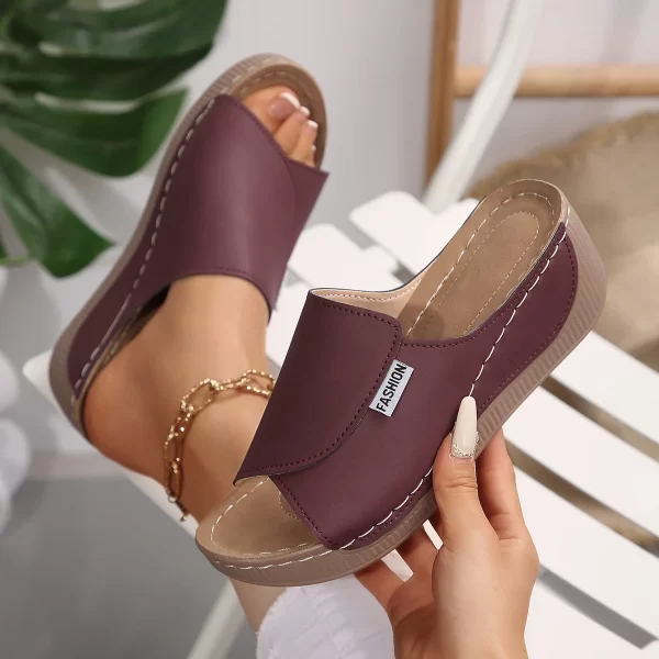 Women Wedge Slippers Summer 2025 New Fashion Slippers Open Toe Breathable Sandals Comfortable Buckle Woman Shoes Slides Women - Image 6