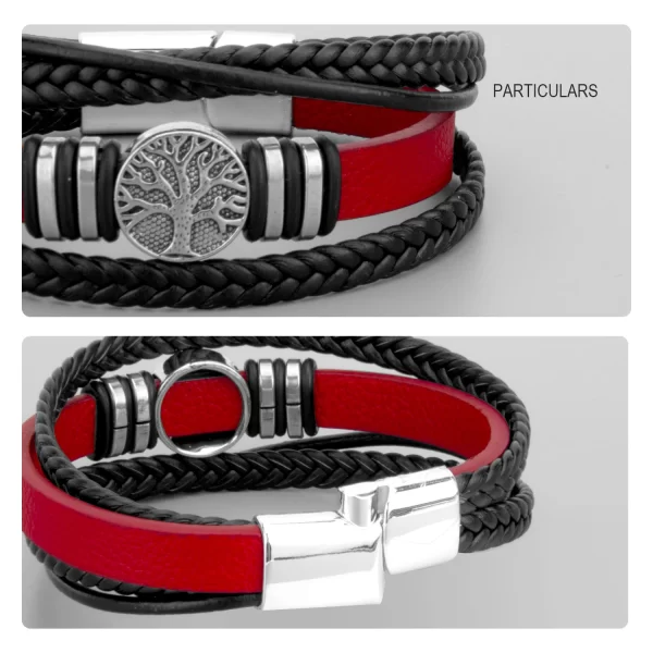 3 Color Woven Leather Man Bracelets Hand-woven Multi-layer Bracelet For Man Black Brown Rope Male Tree Bangle Punk Zinc Alloy - Image 5