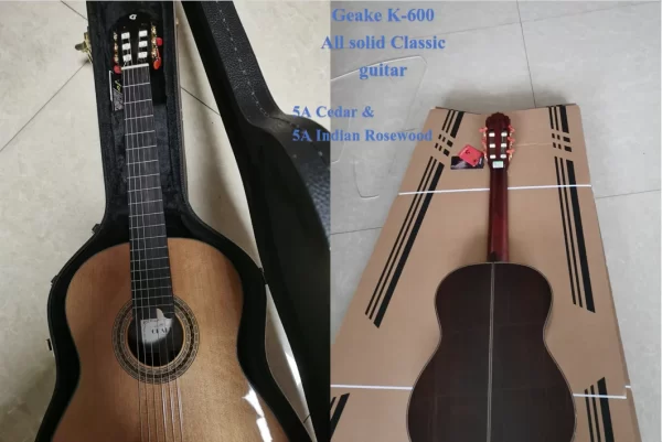 High-Grade 39-Inch Spanish Craft Guitat Handmade All Solid Wood Classical Guitar Glossy K-600 With Nylon Strings Case Wholesale - Image 6