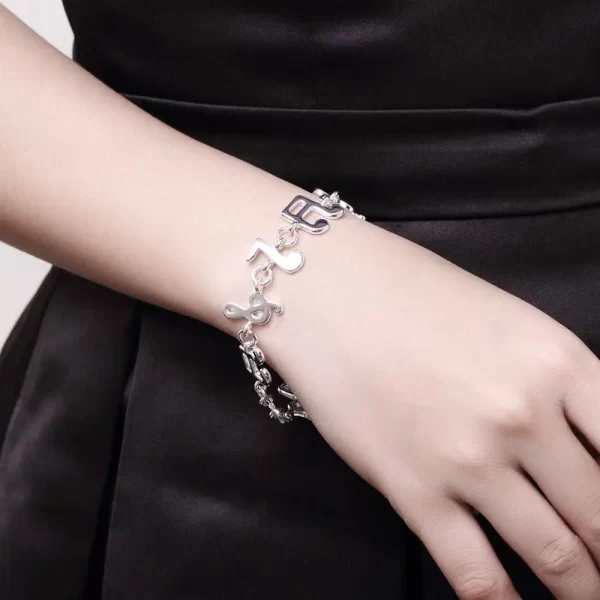 Hot fine musical note chain 925 Sterling Silver Bracelets for women Wedding party girl student Christmas Gifts fashion Jewelry - Image 2