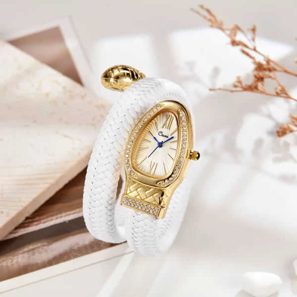 2025 Snake bracelet ladies watch snake zodiac lucky bracelet snake watch fashion personality quartz watch diamond leather strap - Image 3