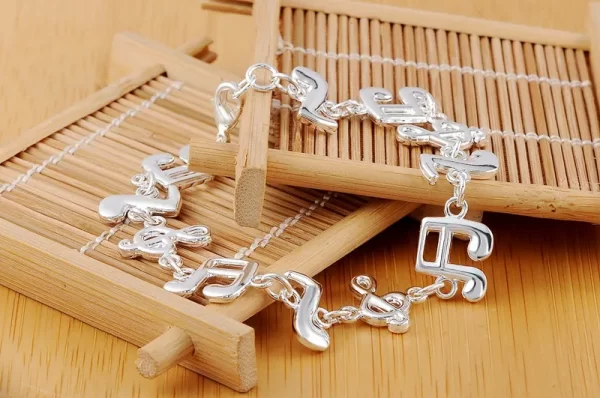 Hot fine musical note chain 925 Sterling Silver Bracelets for women Wedding party girl student Christmas Gifts fashion Jewelry - Image 5