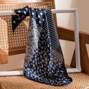 Cashew silk scarf 100% mulberry four seasons square scarf premium printing bag strap student headband