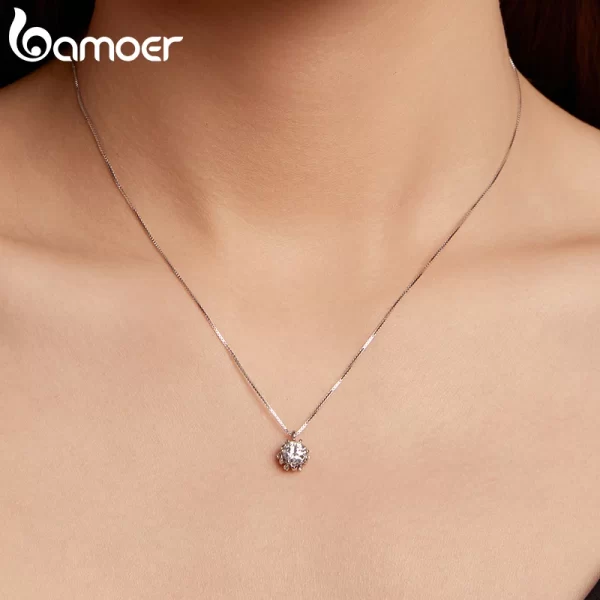 BAMOER Flower Buds Moissanite Necklace, 925 Sterling Silver Pendant Necklace with Box Chain for Women Romantic Jewellry Gift - Image 3