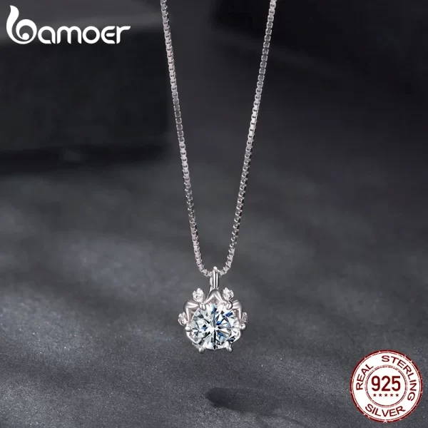 BAMOER Flower Buds Moissanite Necklace, 925 Sterling Silver Pendant Necklace with Box Chain for Women Romantic Jewellry Gift - Image 5