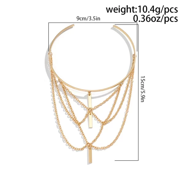 Gold Color Open Upper Arm Bracelet For Women New Fashion Rectangle Stick Charm Tassel Arm Bangle Party Jewelry Accessories - Image 4
