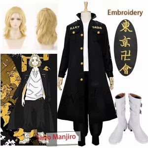 anime tokyo manjiro sano cosplay costume wig tokyo manji gang president llaveros embroidery jacket halloween party