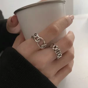 ventfille 925 sterling silver finger rings new fashion creative cross hollow chain geometric party jewelry gifts