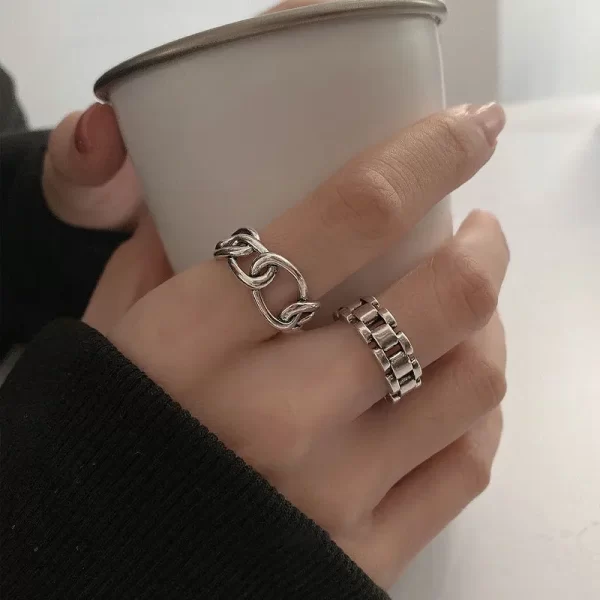 ventfille 925 sterling silver finger rings new fashion creative cross hollow chain geometric party jewelry gifts