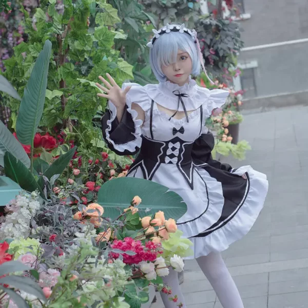 ram rem cosplay costume anime re:zero kara hajimeru isekai seikatsu uniform wig girl women maid servant apron lolita dress