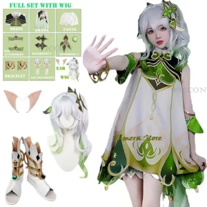 genshin impact nahida maid cosplay costume lesser lord kusanali wig cute style dress nahida genshin cosplay for girls kids size