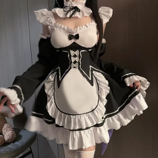 ram rem cosplay costume anime lolita maid uniform maid apron lolita dress life in a different world from zero costumes party set