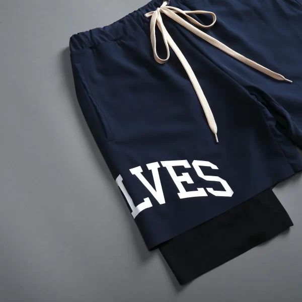 2024 new breathabledouble layersport shorts gym fitness bodybuilding workout quick dry beach 2 in 1 shorts male running shorts