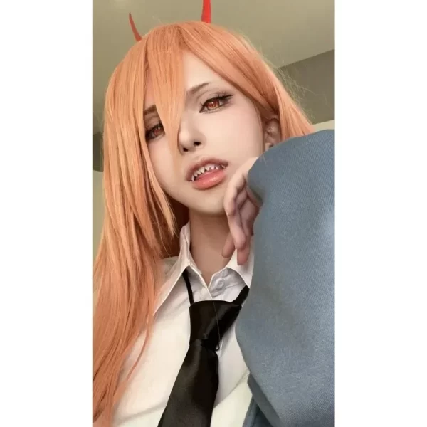 anime chainsaw man power cosplay wigs girls headwear halloween dress up party masquerade costumes accessories