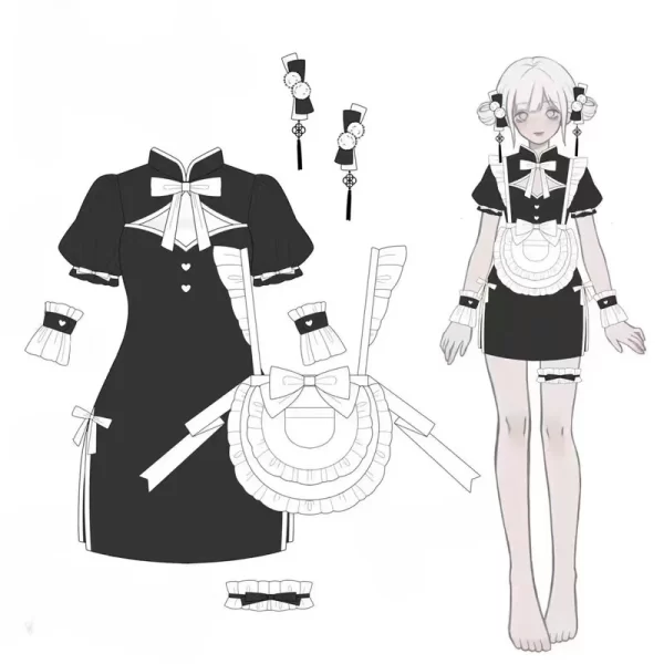 retro cheongsam anime maid halloween cosplay costume japanese student gothic lolita lovely party dress love game roleplay outfit