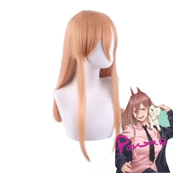 power cosplay wig anime chainsaw man makima long orange pink heat resistant synthetic hair party role play wigs
