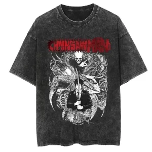 hot anime chainsaw man hayakawa aki printed tee men women manga t shirts washed cotton oversized t shirt harajuku male tshirt