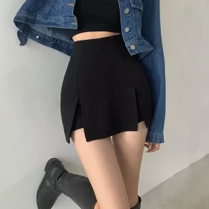 sexy split shorts skirt women's office ladies suit skirt summer new black mini a line pants skirt high waist wide leg shorts