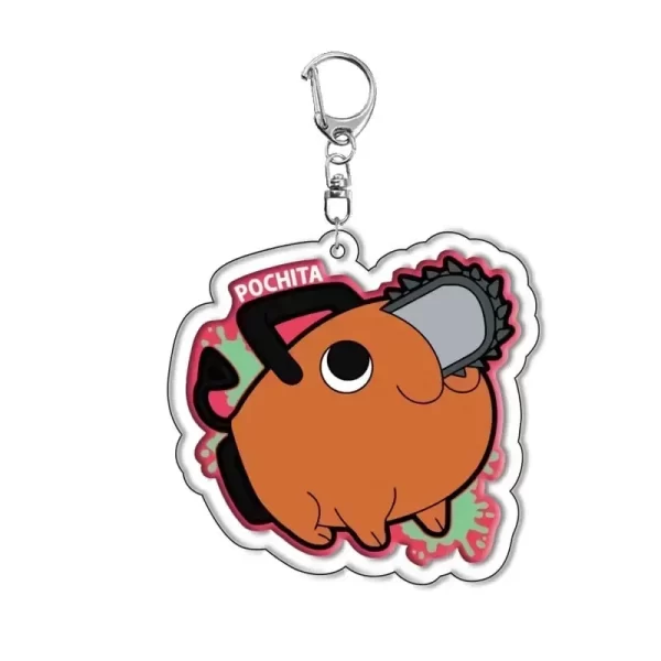 anime chainsaw man keychain pochita makima cute cartoon manga acrylic bag keyring pendant cos baji accessory fans collections
