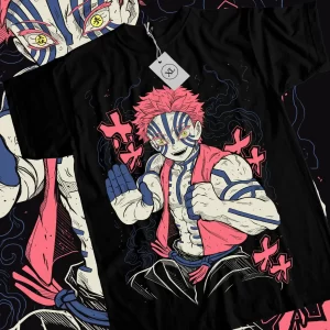 akaza kimetsu no yaiba t shirt demon slayer tanjiro unisex black tshirt cartoon anime pattern women's clothing fashion y2k top
