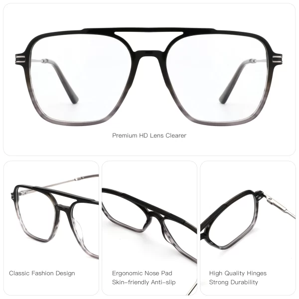 zenottic (m size)fashion aviator prescription glasses spring leg acetate optical eyeglasses for men anti blue light photochromic