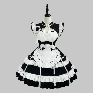 chinese qipao maid dress vintage cheongsam lolita cosplay costume,servant uniform for women