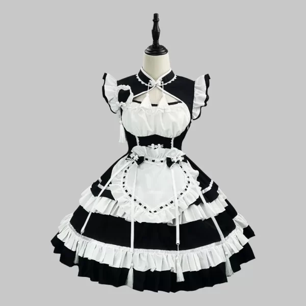 chinese qipao maid dress vintage cheongsam lolita cosplay costume,servant uniform for women