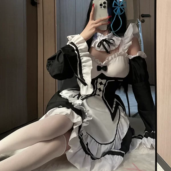 ram rem cosplay costume anime lolita maid uniform maid apron lolita dress life in a different world from zero costumes party set