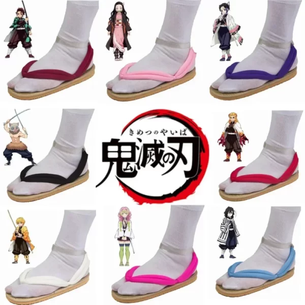 anime volwassenen kinderen cosplay slippers schoenen demon slayer tanjirou kamado nezuko zenitsu geta verstopt no yaiba sandalen
