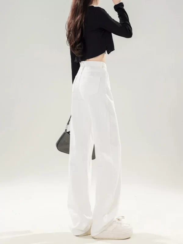 white straight jeans women's spring and summer 2025 new loose drape high waist versatile wide leg pants