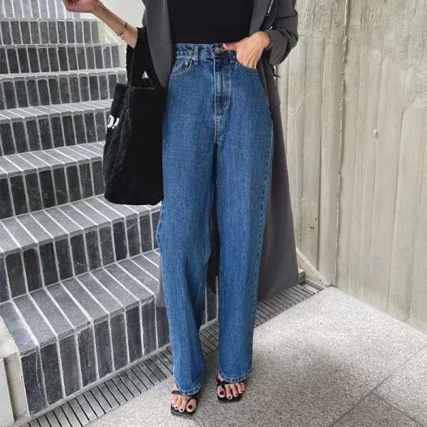 spring summer vintage denim wide leg pants 2025 new high waist blue street washed casual loose jeans pant pockets female
